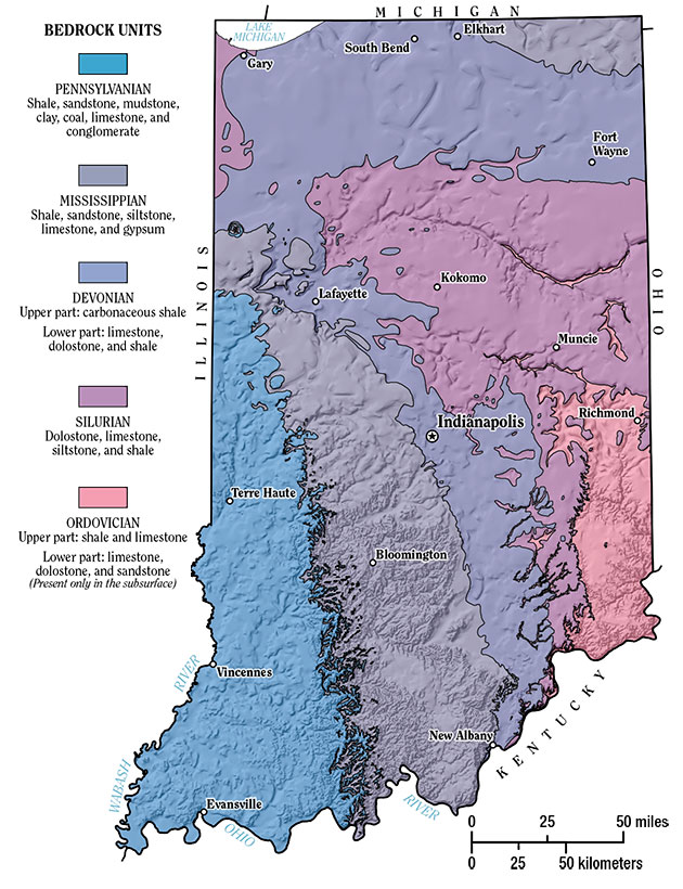 Map of Indiana bedrock