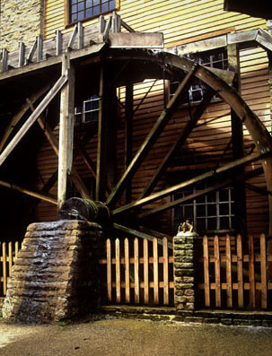 Photo showing mill water wheel at Spring Mill State Park.