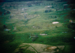 Photo taken from airplane showing view of sinkhole plain.