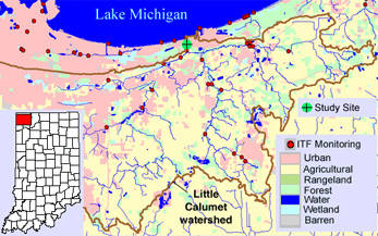 Map showing land uses within the Little Calumet watershed.