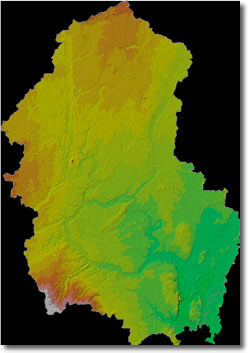 Image showing hillshaded topography of Young's Creek Watershed.